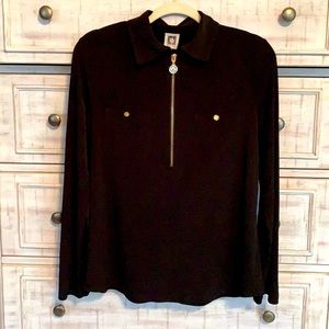Anne Klein zippered long sleeve collared shirt
